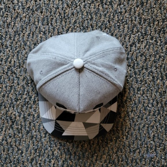 Grey White Panda Mosaic Ball Cap Hat Snapback Baseball with Snapback - Picture 6 of 7